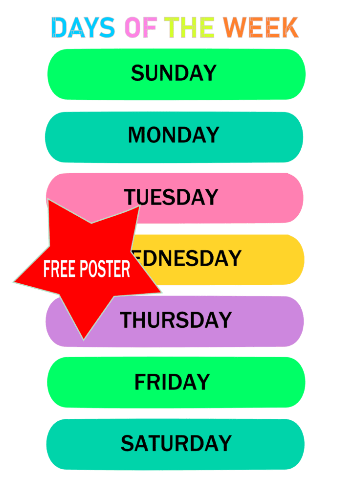 DAYS OR THE WEEK POSTER FREE