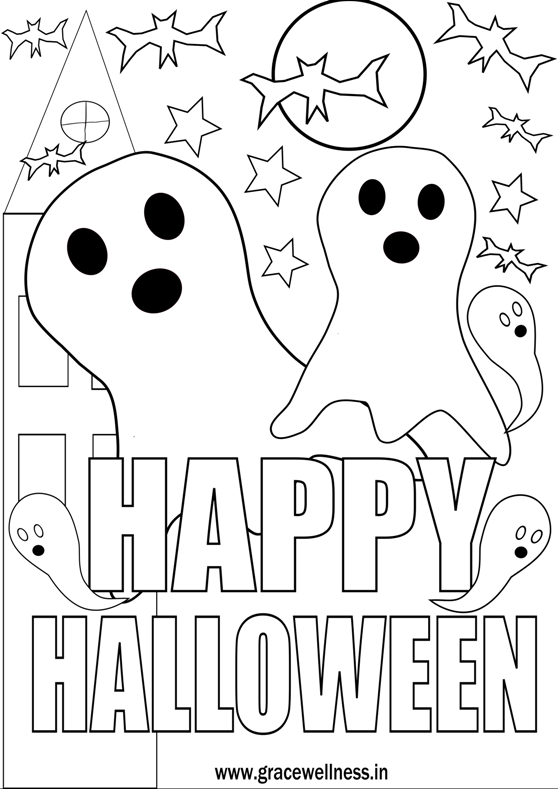 Happy Halloween Coloring Page For Kids -Free Pdf Instant Download