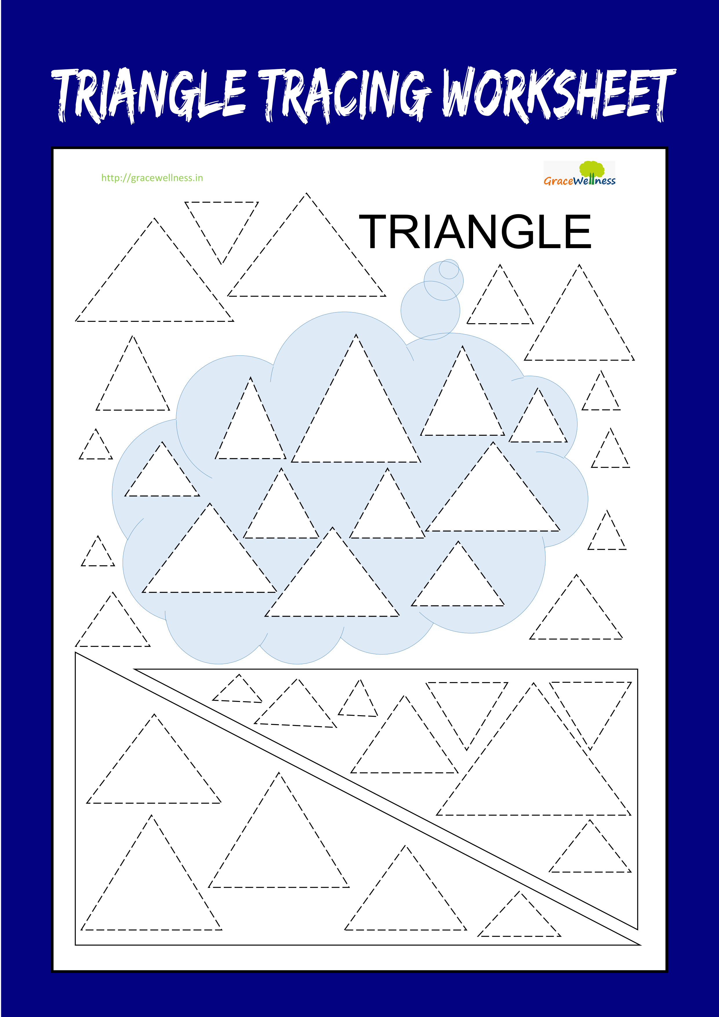 triangle shape tracing worksheet preschool