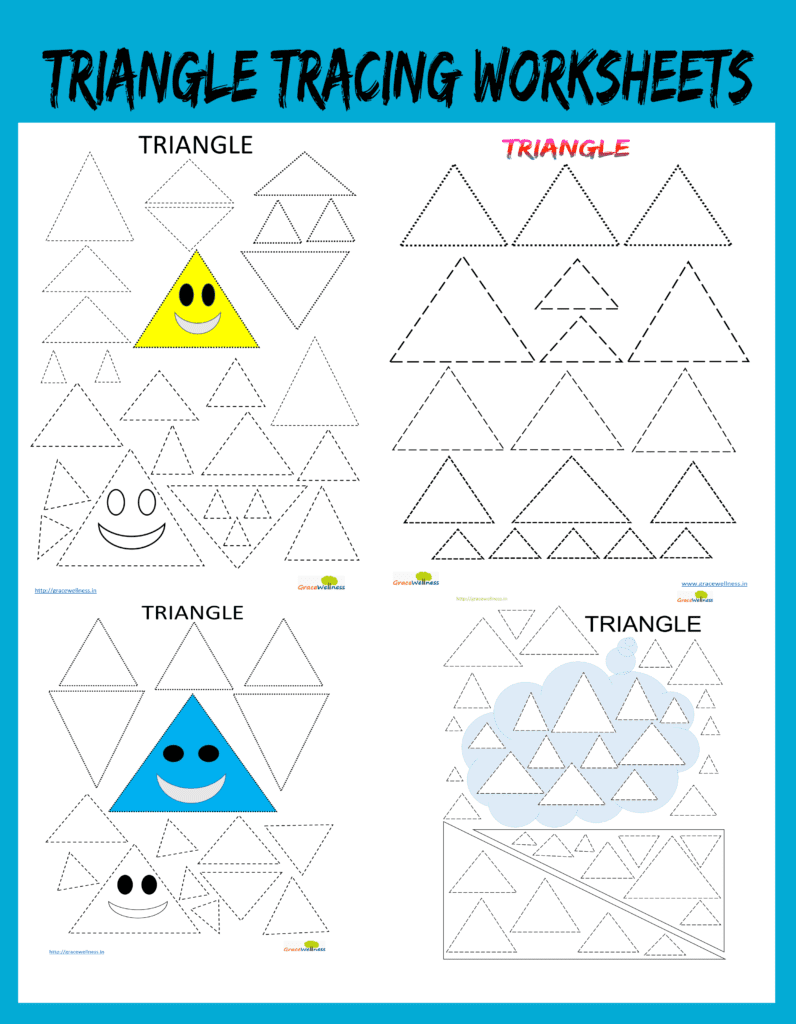 Triangle tracing worksheets preschool free