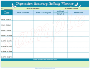 depression recovery activity planner