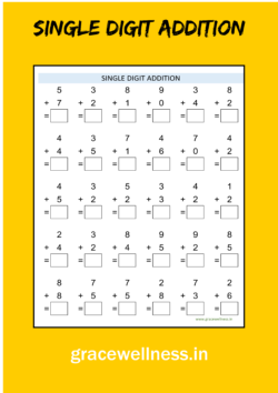 one digit addition worksheet free