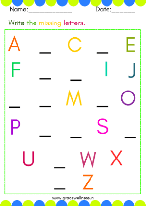 Missing Letters Worksheet For Preschool Pdf Printable | A-Z Worksheet ...