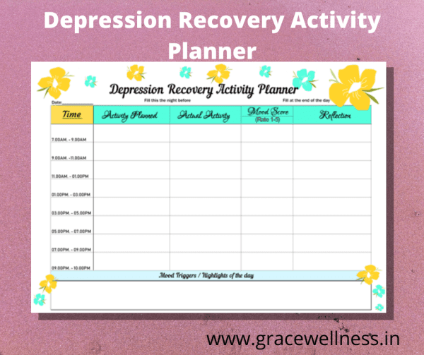 depression self help activity planner
