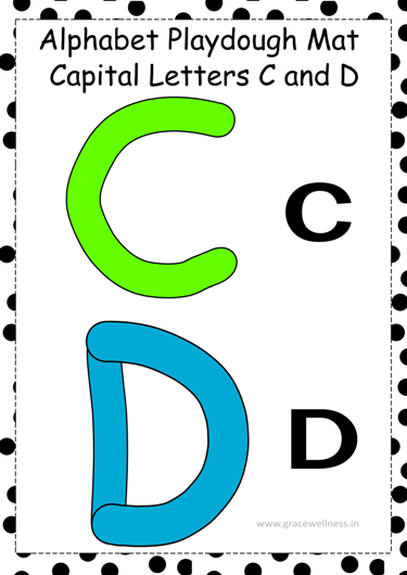 alphabet playdough mat letter C and D