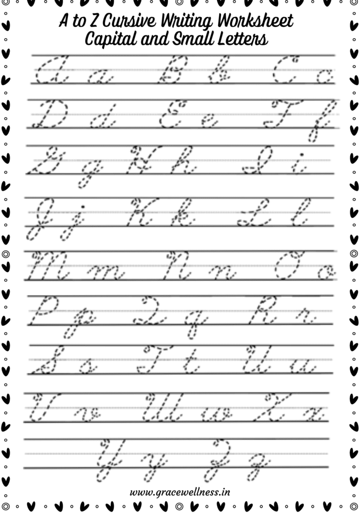 A-Z Cursive Writing Worksheet capital small letters pdf