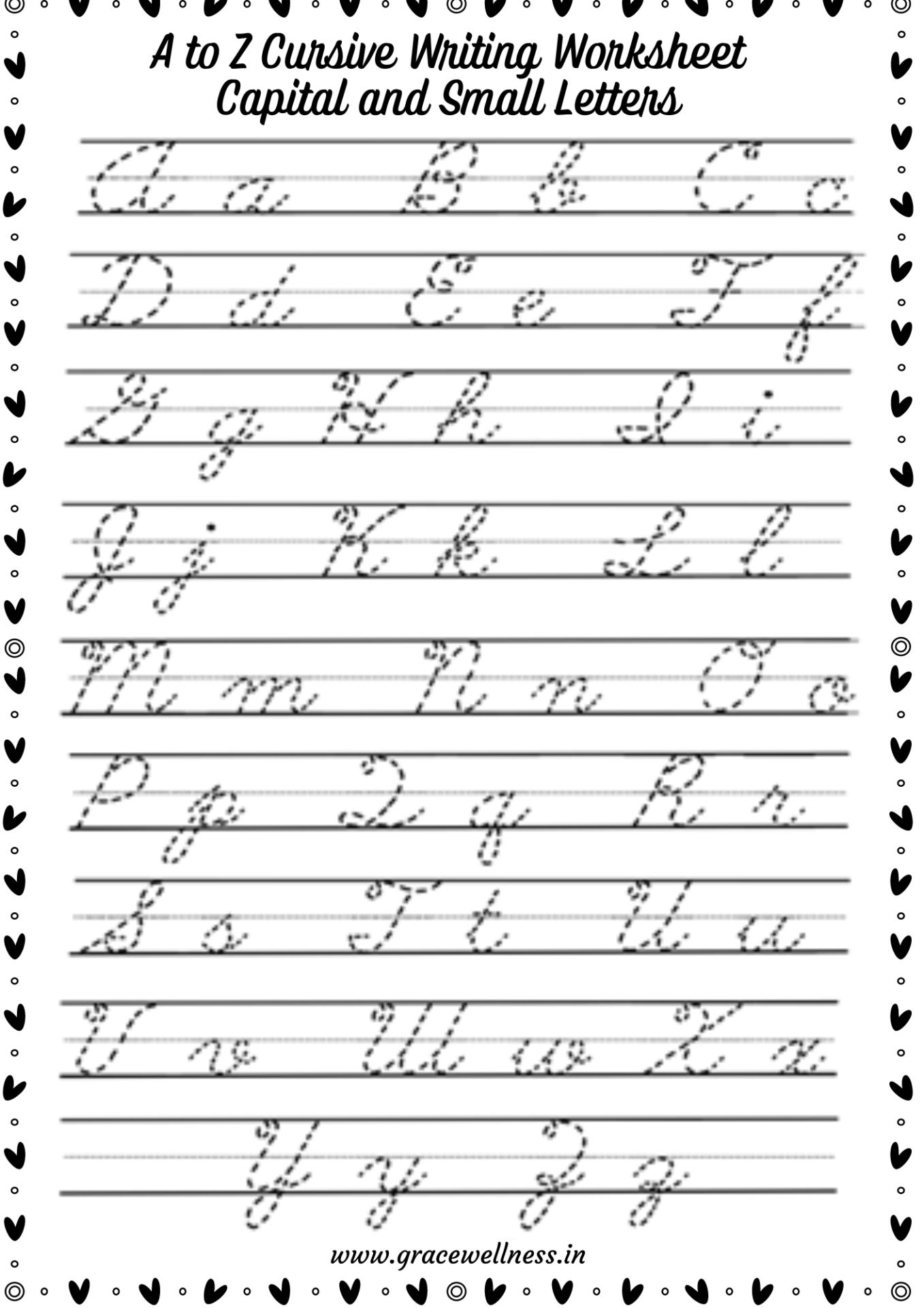 Cursive Writing letter A - Z Worksheet | Cursive Writing Capital and ...