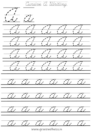 cursive writing letter a worksheet capital and small free pdf