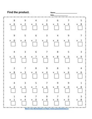 single digit multiplication worksheet with answers