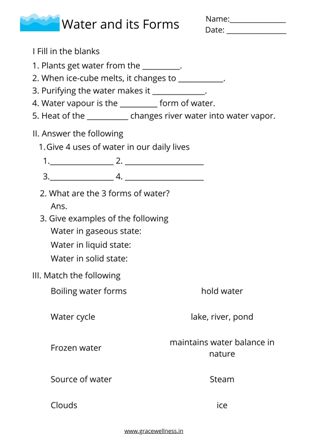 water worksheet with answers grade 2