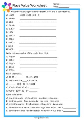 place value worksheet grade 3 answer