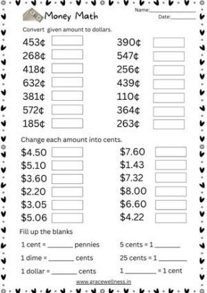 money math worksheet pdf