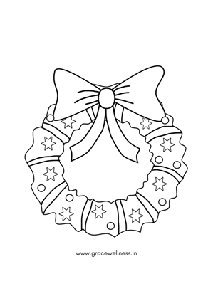 Christmas wreath coloring page free printable