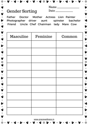 Gender noun sorting-worksheet pdf.