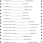 synonyms worksheet for grade 4 another word