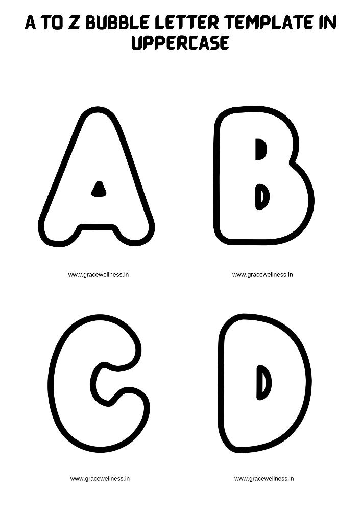 A - Z Bubble letter Template in Uppercase | Printable Alphabet Template ...