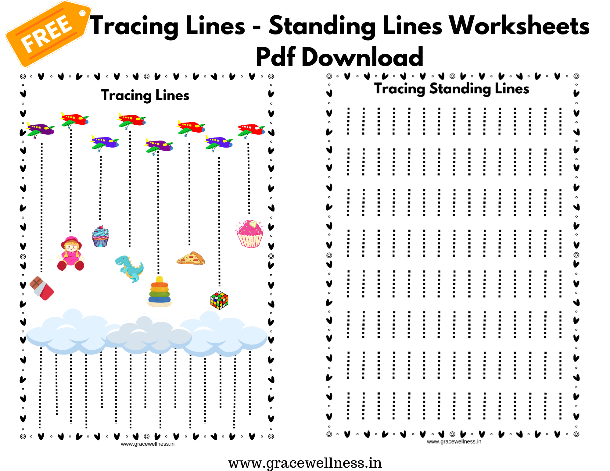 Standing Line Worksheets Pdf | Tracing Lines Printable