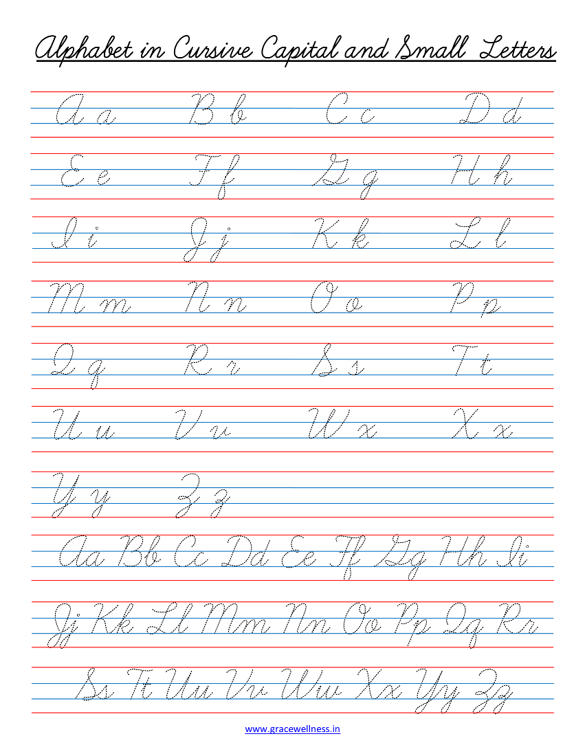 cursive writing a to z capital and small letters pdf free download